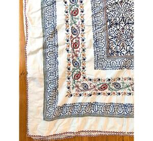 Vintage Aarong Bangladesh Nakshi Kantha Bedcover 101x84 Hand Embroidered Print